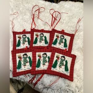 Unbranded snowman pit holders set of 6 with strings to make a hanging display